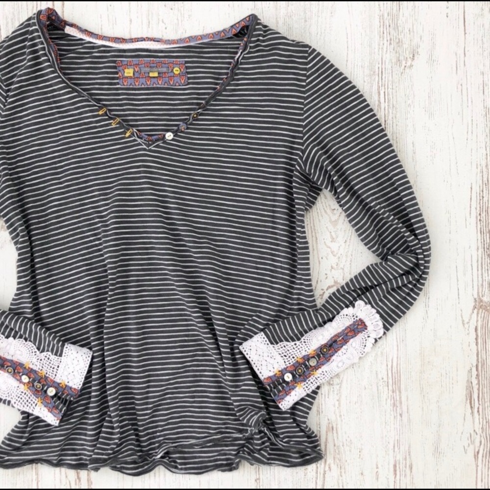 Anthropology Little Yellow Button Top